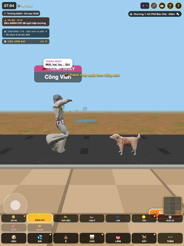 Chó bật nhảy trên phố trong game